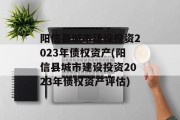 阳信县城市建设投资2023年债权资产(阳信县城市建设投资2023年债权资产评估)