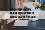邹城市利民2023年融资计划(邹城市利民城建投资发展有限公司)