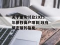 关于重庆鸿业2023年债权资产项目|政府债定融的信息