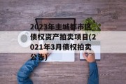 2023年主城都市区债权资产拍卖项目(2021年3月债权拍卖公告)