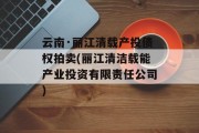 云南·丽江清载产投债权拍卖(丽江清洁载能产业投资有限责任公司)