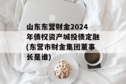 山东东营财金2024年债权资产城投债定融(东营市财金集团董事长是谁)