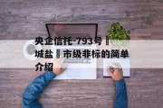 央企信托-793号‮城盐‬市级非标的简单介绍