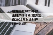 临沂莒南2023年财金财产权计划(临沂莒南2023年财金财产权计划1期)