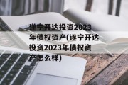 遂宁开达投资2023年债权资产(遂宁开达投资2023年债权资产怎么样)