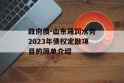 政府债-山东晟润水务2023年债权定融项目的简单介绍