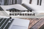 包含四川CAWY管理债权资产政信定融的词条