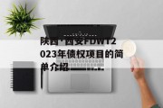 陕西·西安FDWT2023年债权项目的简单介绍