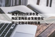 关于2023菏泽市定陶区圣陶农业发展债权转让定融计划的信息