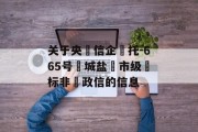 关于央‮信企‬托-665号‮城盐‬市级‮标非‬政信的信息