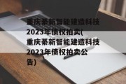 重庆綦新智能建造科技2023年债权拍卖(重庆綦新智能建造科技2023年债权拍卖公告)