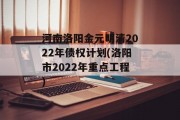 河南洛阳金元明清2022年债权计划(洛阳市2022年重点工程)