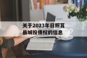 关于2023年日照莒县城投债权的信息