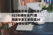 酉阳县华渝工业投资2023年债权资产(酉阳县华渝工业投资2023年债权资产项目)