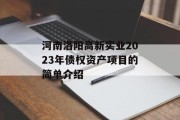 河南洛阳高新实业2023年债权资产项目的简单介绍