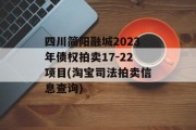 四川简阳融城2023年债权拍卖17-22项目(淘宝司法拍卖信息查询)