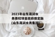 2023年山东晟润水务债权项目政府债定融(山东晟润水务集团)