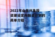 2022年山东兴鱼投资建设定向融资计划的简单介绍