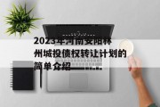 2023年河南安阳林州城投债权转让计划的简单介绍