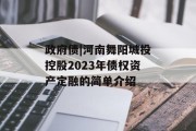 政府债|河南舞阳城投控股2023年债权资产定融的简单介绍