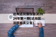 达州达川债权融资2024年第一期(达川区法院拍卖公告)