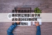 遂宁开达投资2022债权转让项目(遂宁开达投资2022债权转让项目招标)