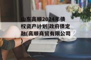 山东高顺2024年债权资产计划|政府债定融(高顺商贸有限公司)