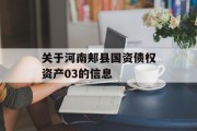 关于河南郏县国资债权资产03的信息