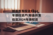 郏县开发投资2024年债权资产(郏县开发投资2024年债权资产评估)