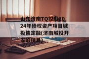 山东济南TQ控股2024年债权资产项目城投债定融(济南城投开发的项目)