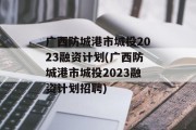 广西防城港市城投2023融资计划(广西防城港市城投2023融资计划招聘)