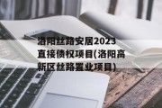 洛阳丝路安居2023直接债权项目(洛阳高新区丝路置业项目)