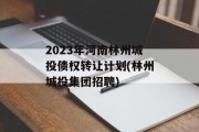 2023年河南林州城投债权转让计划(林州城投集团招聘)