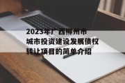 2023年广西柳州市城市投资建设发展债权转让项目的简单介绍