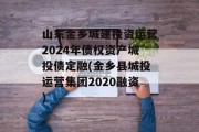 山东金乡城建投资运营2024年债权资产城投债定融(金乡县城投运营集团2020融资)