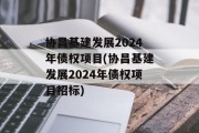 协昌基建发展2024年债权项目(协昌基建发展2024年债权项目招标)