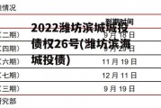 2022潍坊滨城城投债权26号(潍坊滨海城投债)