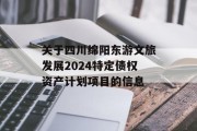 关于四川绵阳东游文旅发展2024特定债权资产计划项目的信息