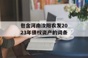 包含河南汝阳农发2023年债权资产的词条