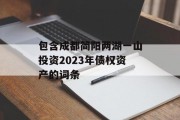 包含成都简阳两湖一山投资2023年债权资产的词条