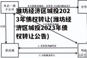 潍坊经济区城投2023年债权转让(潍坊经济区城投2023年债权转让公告)