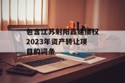 包含江苏射阳鑫建债权2023年资产转让项目的词条