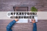 关于天津市宁投控股2023融资计划的信息
