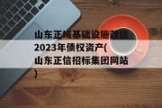 山东正域基础设施政信2023年债权资产(山东正信招标集团网站)