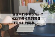 包含周口市城投经开2023年债权系列项目（河南）的词条