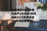 林州城投2023年债权资产1号项目(林州城投2023年债权资产1号项目有哪些)