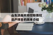 山东济南天桥控股债权资产项目的简单介绍