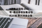 A级央企信托-859号·泰兴市非标集合信托计划(泰兴项目公告)