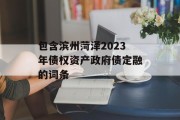 包含滨州菏泽2023年债权资产政府债定融的词条