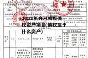 2022年齐河城投债权资产项目(债权属于什么资产)